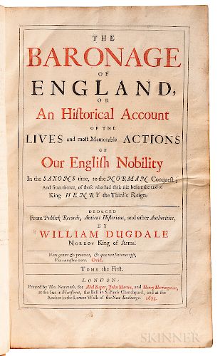 Dugdale, William (1605-1686) The Baronage of England, or an Historical Account of the Lives of the Most Memorable Actions of our Englis