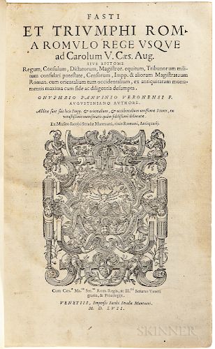 Panvinio, Onofrio (1529-1568) Fasti et Triumphi Roma Romulo Rege usque ad Carolum V. Caes. Aug.