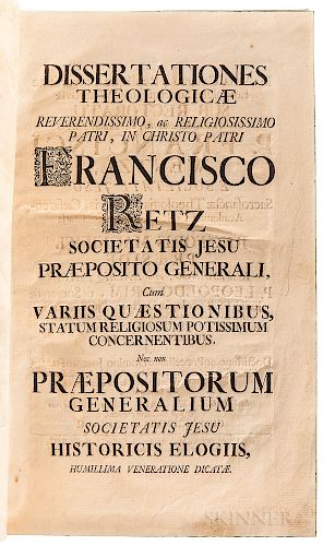 Retz, Franz (1673-1750), Leopold Grim (1688-1759), and Joseph Wentzl (1676-1755) Dissertationes Theologicae.