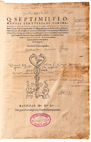Tertullian (c. 155-c. 240 AD); ed. Beatus Rhenanus (1485-1547) Scripta, & Plura quam ante, & Diligentius per Industriam Bene Literatoru