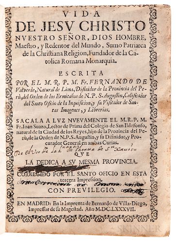 Valverde, Fernando de (fl. circa 1650) & Juan de Suazo (fl. circa 1700) Vida de Jesu Christo Nuestra Senor.