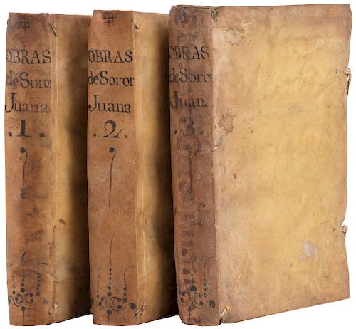 Cruz, Juana Inés de la. Obras de Soror Juana Ines de la Cruz... Barcelona / Madrid: 1691/1693/1725. Tomos: I-III. Pzs: 3.