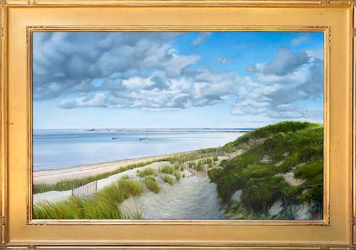 Yasemin Tomakan Oil on Canvas "A Summer Day  - Steps Beach, Nantucket"