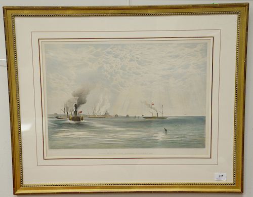 Colored engraving, Departure of the Royal Squadron September 4th 1846, drawn by Le Capelain -- T. Picker Day and Son lithographs, si...