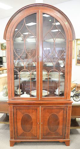 Baker Historic Charleston domed top cabinet with three glass shelves and two door base. ht. 89 in., wd. 40 in.