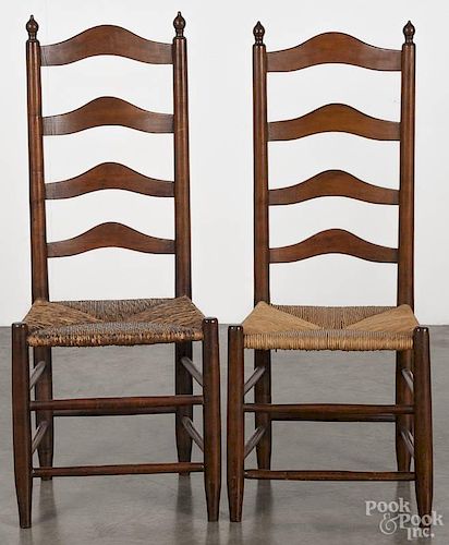 Pair of Delaware Valley ladderback side chairs, early 19th c.