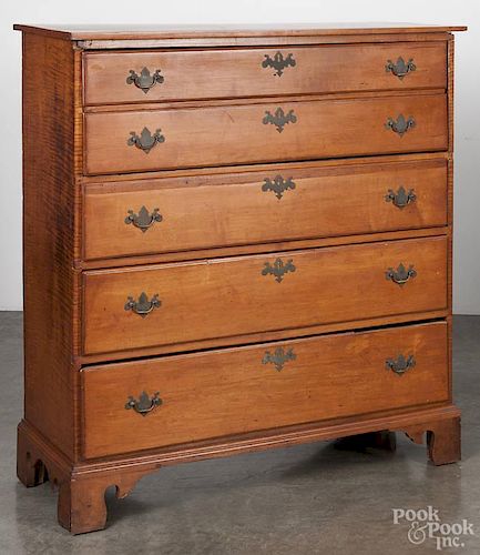 New England maple semi-tall chest, late 18th c., 46 1/4'' h., 42'' w.