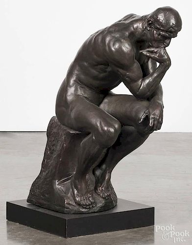 Austin Productions composition figure of the ''Thinker'', copyright 1962, 24 1/2'' h.