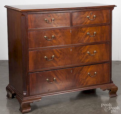 George III mahogany chest of drawers, late 18th c., 41'' h., 43'' w., 23'' d.
