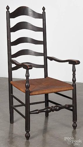 Reproduction painted ladderback armchair.