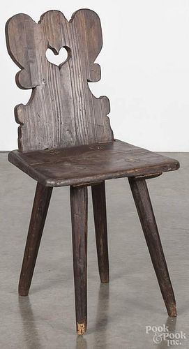 Moravian pine side chair, 18th c.
