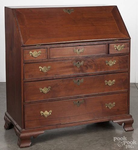 English mahogany slant front desk, ca. 1770, 43 1/4'' h., 38 1/2'' w.