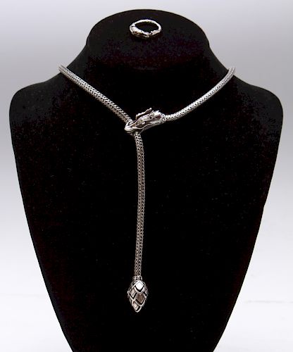 John Hardy Naga Silver Dragon Necklace & Ring