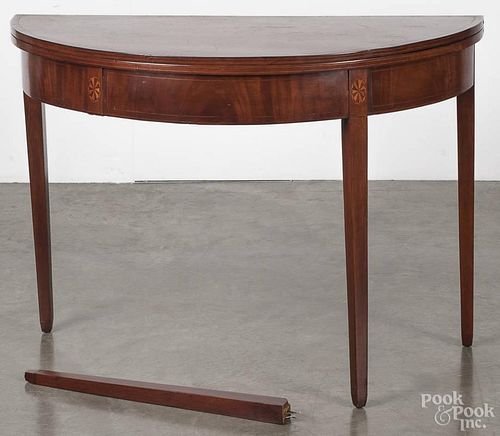 New England Hepplewhite mahogany card table with paterae inlays, 29 1/2'' h., 41'' w.