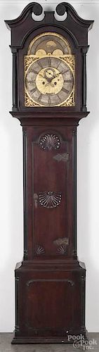 Centennial mahogany tall case clock, late 19th c., with a brass dial, inscribed M. B. Allebach