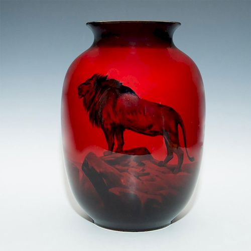 ROYAL DOULTON FLAMBE LION VASE, THE TOP OF THE WORLD