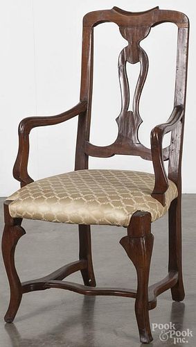 Continental walnut armchair, ca. 1800.