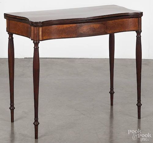 New England mahogany and birch game table, 19th c., 29 1/2'' h., 34'' w.
