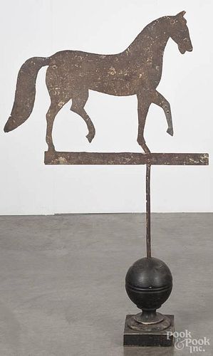 Sheet iron horse weathervane, ca. 1900, 25'' h., 31'' l.