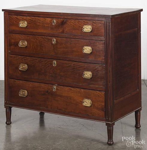Pennsylvania Sheraton cherry chest of drawers, ca. 1815, numbered 1, 38 1/2'' h., 41 3/4'' w.