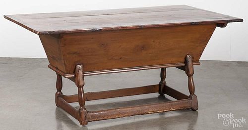Pennsylvania pine doughbox table, late 18th c., 27'' h., 61'' w., 34'' d.