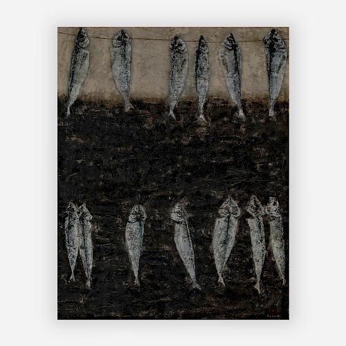 Fumiko Matsuda - Two rows of fish hanging