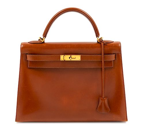 Hermès Brown Sellier 32cm Kelly Handbag, 2001