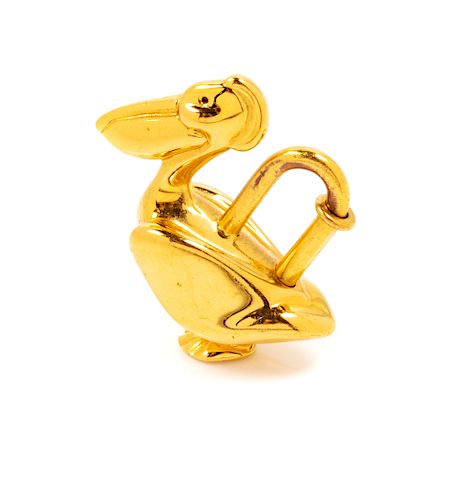 Hermès Gold Tone Pelican-form Pendant 
