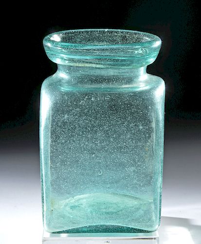 18th C. Islamic Glass Jar - Gorgeous Turquoise Hues