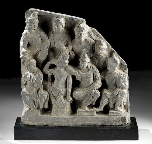 Gandharan Schist Relief Panel with Many Figures