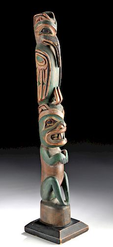 Early 20th C. Northwest Coast Wood Totem Pole