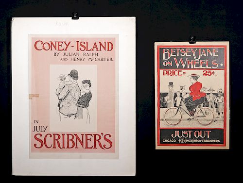 Two 19th C. American Posters - Coney Island & Bicyclist