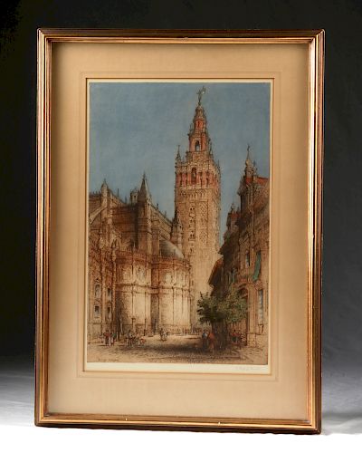 James Alfred Brewer - Seville Cathedral Etching - 1927