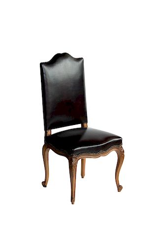Set of 6 Antique French Leather Dining Room Chairs