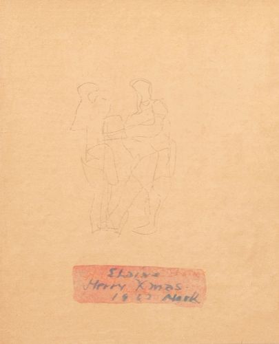Mark Tobey (1890-1976): Two Figures (Christmas card)