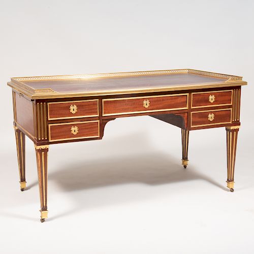 Louis XVI Style Brass-Mounted Mahogany Desk