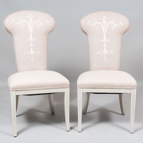 Pair of Upholstered Hall Chairs, Modern