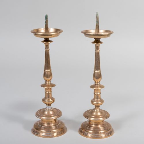 Pair of Continental Brass Pricket Sticks