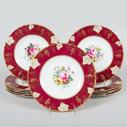 Set of Twelve Royal Crown Derby Service Plates in the 'Vine' Pattern