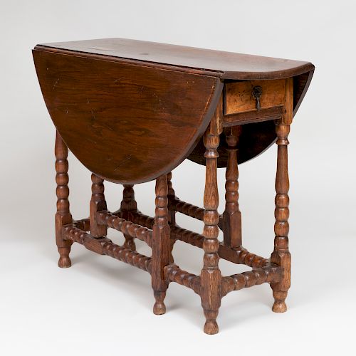 William and Mary Style English Oak Gate Leg Table