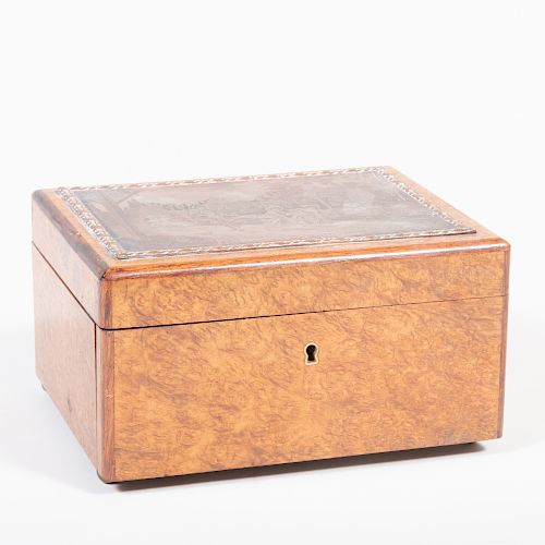 Continental Burl Humidor Mounted with an Engraving Plate