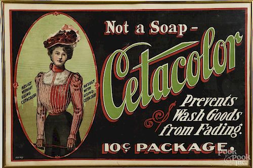 Color lithograph advertising poster for Cetacolor, published by the Acme Sign Printing Company