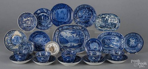 Twenty-four pieces of assorted historical blue Staffordshire, 19th c.