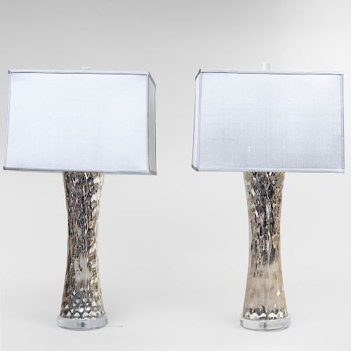 Pair of C. Damien Fox Mercury Glass Lamps 