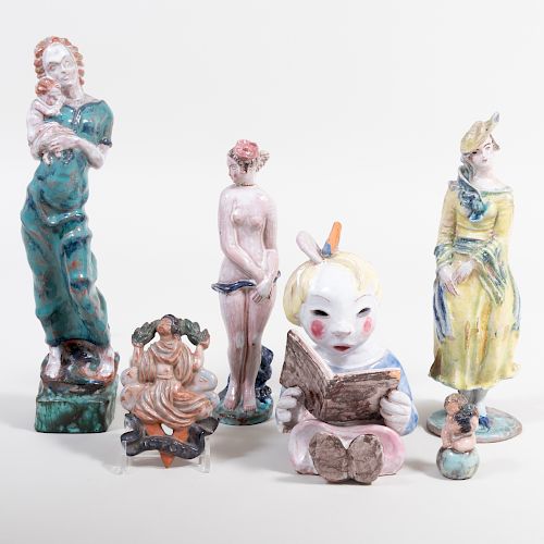 Group of Austrian Glazed Pottery Figures