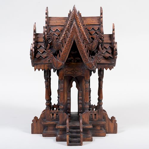 Asian Carved Wood Spirit House