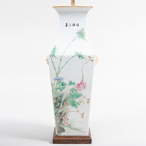 Chinese Porcelain Famille Rose Vase Mounted as a Lamp