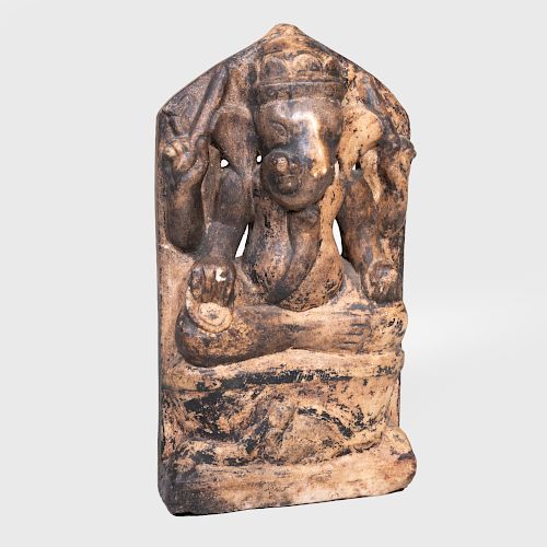 Indian Painted Marble Figure Of Ganesha, Probably Rajasthan
