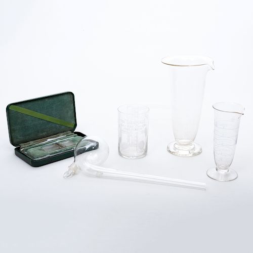 Group of Glass Lab Beakers and Instruments
