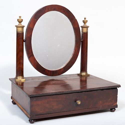 Regency Style Gilt-Metal-Mouted Shaving Mirror